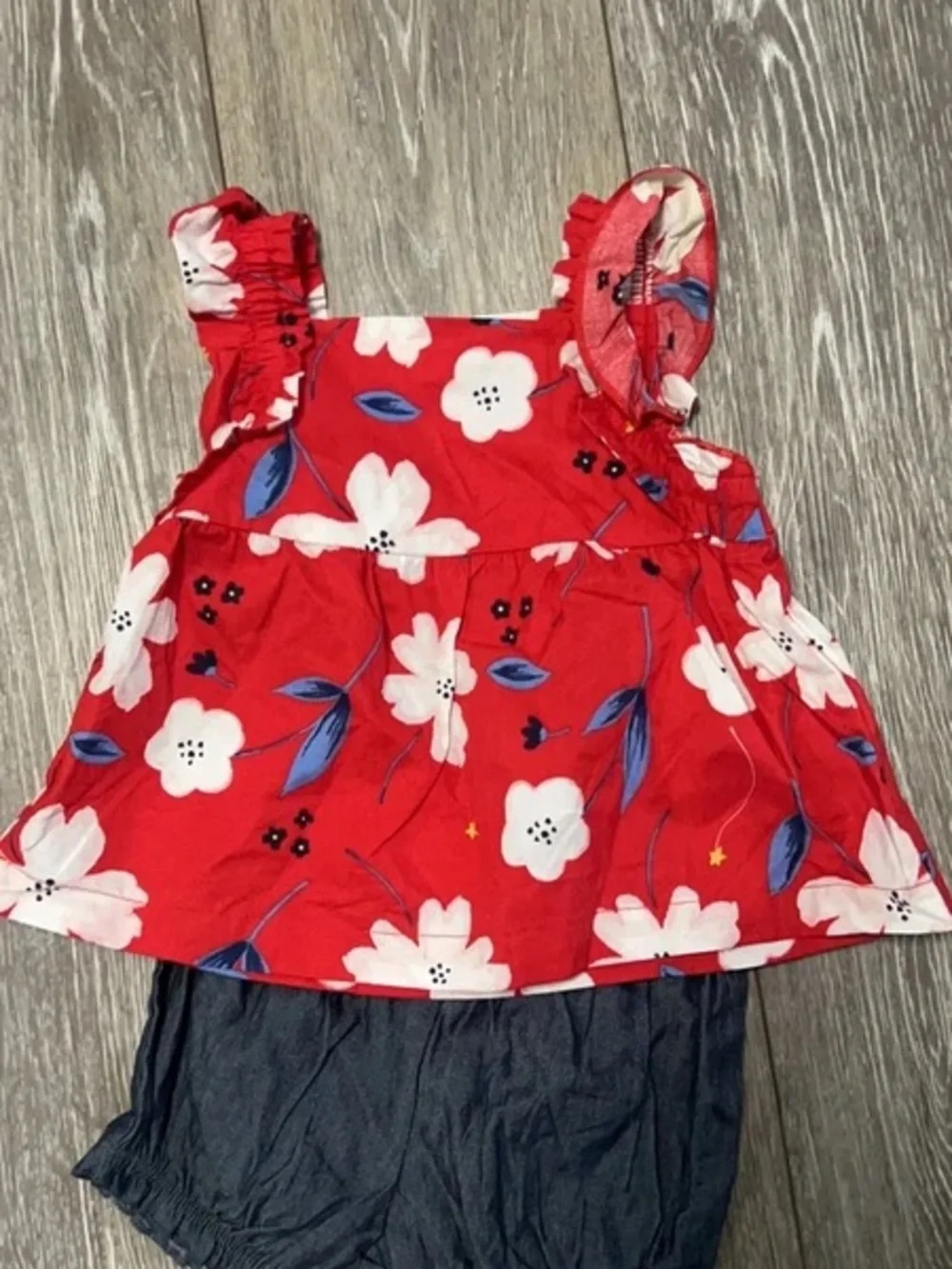 Carter's Red Floral Baby Dress with Navy Accents